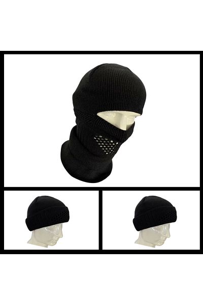 Uygunayakala Uyguna-Catch Black Savex American Knitwear Beanie & Snow Mask-PKA.001