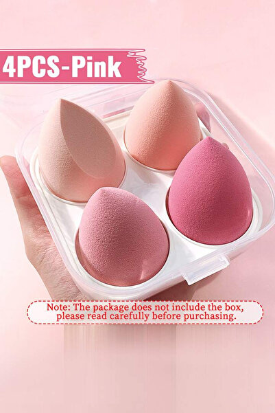 H&E LUXURY DESIGN 4'lü Pembe Tonları Kutulu Standlı Makyaj Süngeri Seti