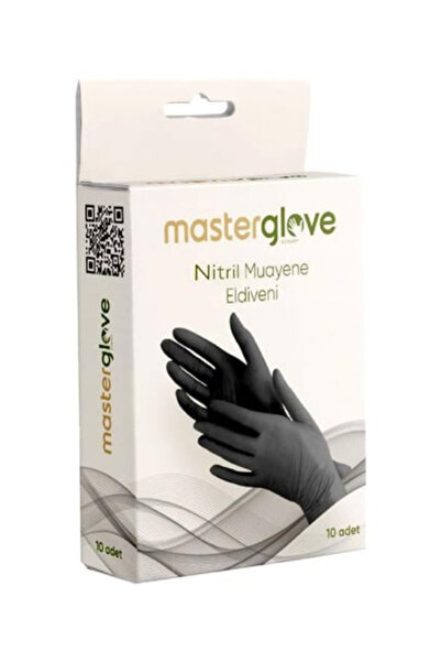 Master Glove Siyah Nitril Muayene Eldiveni 10'lu Paket