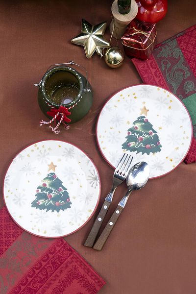 M'art Home New Year's Series 2 Piece Round Cake Plate