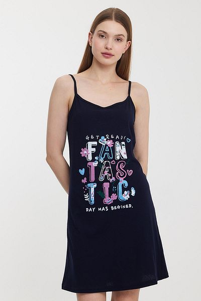 Penyelux Women's Beach Textile Tunic Summer Pleasure Dress Pareo Navy Blue