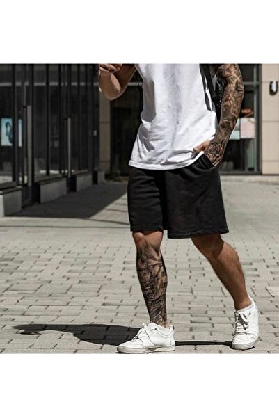 THE WHITE Μαύρο σορτς μεγάλου μεγέθους