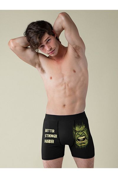 Fuddy Moda Καλύτερα πιο δυνατά πιο σκληρά γράμματα Hulk Printed Modal Comfortable Fit Ανδρικά μπόξερ