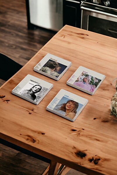 Baumatelier مجموعة من 4 قطع تحت عنوان ألبوم تايلور سويفت، ديكور تايلور سويفت من حجر الترافرتين الطبيعي