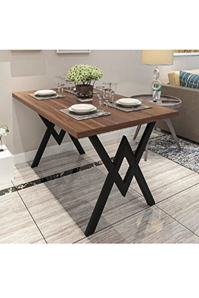 ÇAKIR KARDEŞLER W Metal Ayak Yemek Masası Ceviz