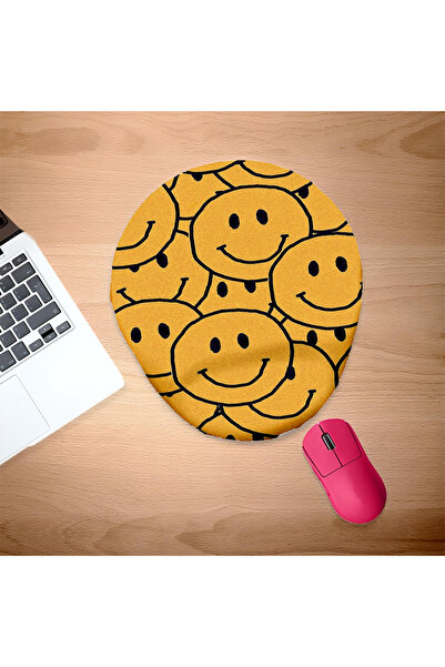 UcuruStore Χαμογελαστά κίτρινα Emoji Οβάλ Μαξιλαράκι Ποντικιού με Στήριγμα Κα...