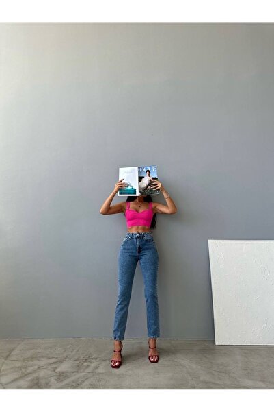 ByCukurovaFrango Leo 90-es évek Dora női magas derekú hómosó Lycra Mom Jean nadrág