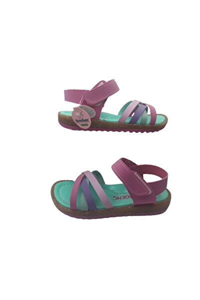 Şirin Bebe Дівчачі сандалі на липучках, зелені з фуксією, для щоденного носіння