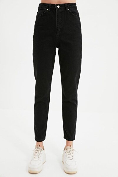 ByCukurovaFrango Crna, postojana boja Mom farmerke Žene Visok struk