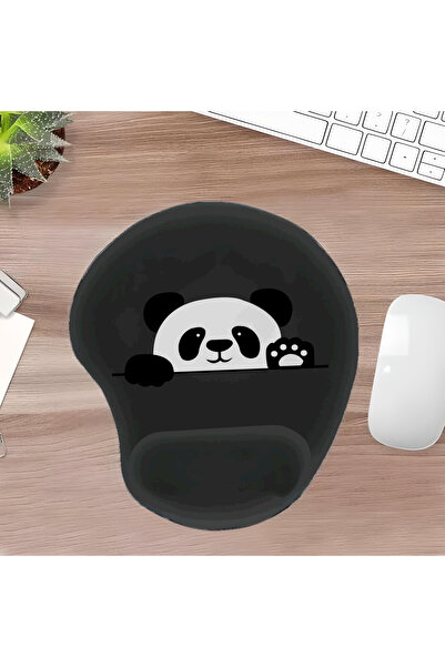 UcuruStore Elini Kaldıran Sevimli Panda Bilek Destekli Kesik Oval Mouse Pad