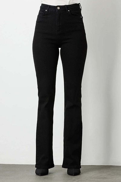 Geppetto Pantaloni de blugi negri din lycra cu talie înaltă Leo Max Vanessa