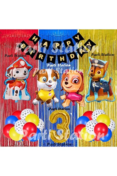 Parti Station Paw Patrol Balon Set 3 Yaş Paw Petrol Marshall Chase Skye Rubbl...