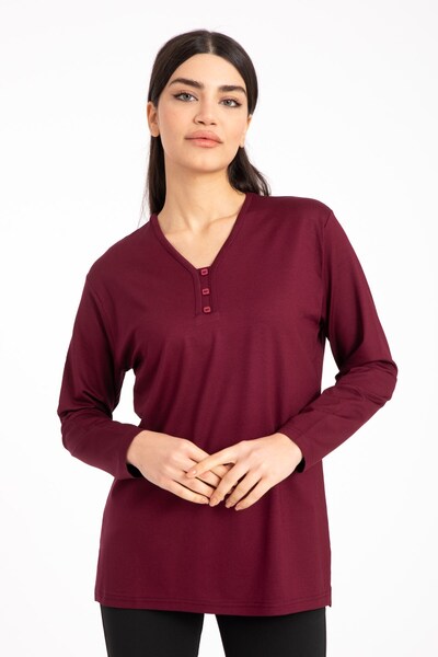 Mutlu City Kadın Orta Yaş Ve Üzeri Dört Mevsim V Yaka Rahat Kalıp Likralı Vis...