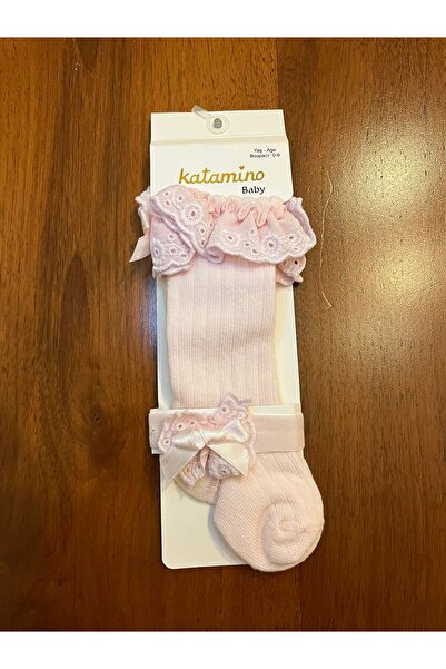 Katamino kız bebek dizaltı çorap bandana aksesuarlı 2 parça ürün