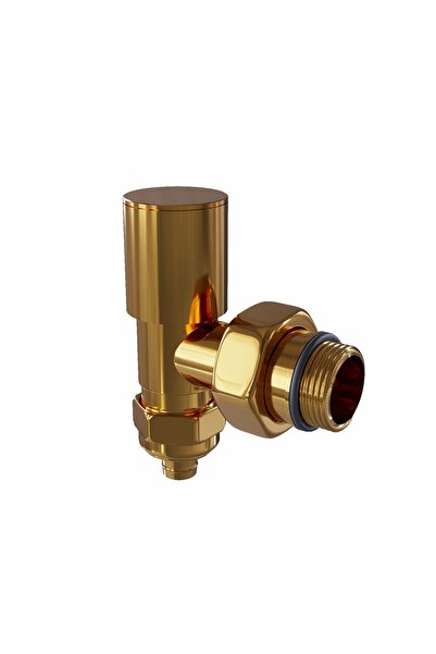 TOPRAK HAVLUPAN Rekorlu PEX Gold Renk Metal Pirinç Köşe Radyatör Vanası 1 ADET