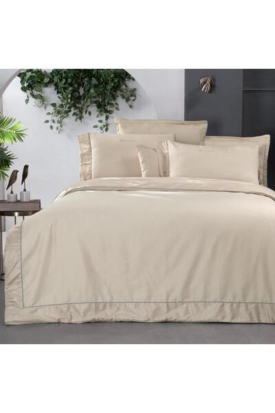 Sarev Voronoj Saten Çift Kişilik Krem Nevresim Takımı