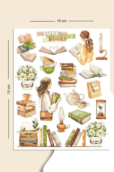 LiyaCraft Love Books Sticker Seti Planner Ajanda Bullet Journal İçin Uygun Set