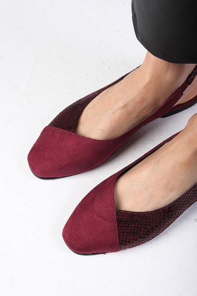 Mio Gusto Debby Burgundy Color Open Back Women's Flat Ballerina Shoes