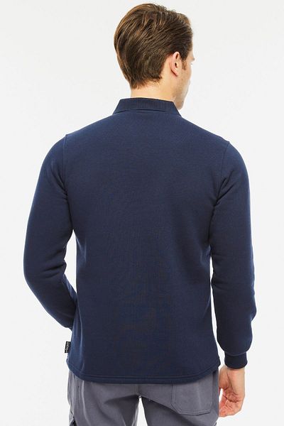 Uniprom Sweatshirt Polo Collar Fleece Inside 3 Thread Cotton Regular Cut Men's Navy Blue