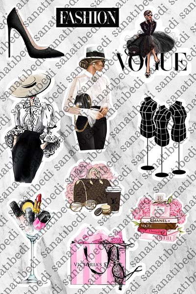 sanatıbedi Vogue / Fashion / Fashion Tematică Laptop Agenda Bullet Journal Autocolant