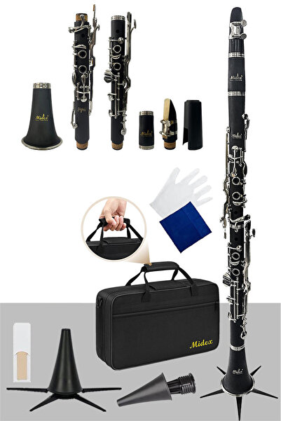 Midex Bns-4000 Pak Sol Klarnet 4 Yüzüklü Stand Full Set
