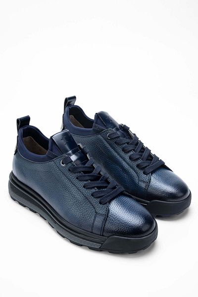 Tamer Tanca Men's Genuine Leather Navy Blue Casual Shoes