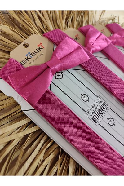 Monkabox Fuchsia Pink Suspender Bow Tie Set of 5