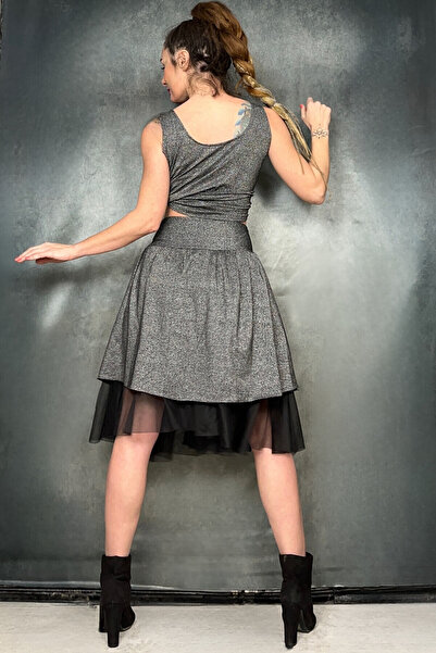 Quincey ΛΕΠΤΟΜΕΡΗΣ ΠΕΤΣΕΤΕΤΑ ΛΕΠΤΟΜΕΡΗΣ ΜΙΝΙ LICRATED LAME ΑΣΗΜΙ ΦΟΥΣΤΑ