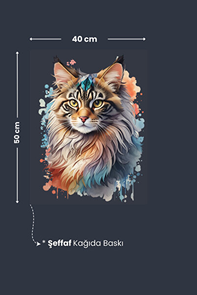 Pi Papers Renkli Kedi Posteri, Premium Baskı Poster, Statik Akıllı Kağıt, Kedili Poster (Yapay Zeka Tasarım)
