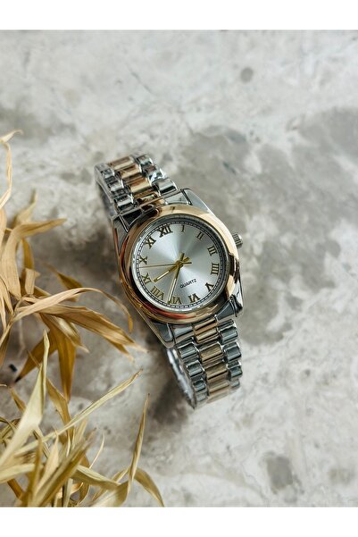 İnogge Silver Yellow Women's Round Steel Wristwatch
