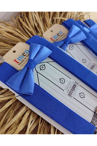 Monkabox Set papion cu bretele albastre Saks pentru băiat 5 buc 23 aprilie-29 octombrie