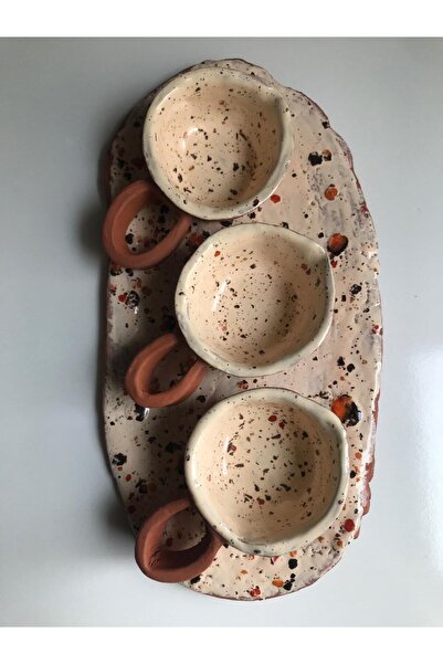 BOYBEYİS BOTANİK El Yapımı Terracotta Renkli Seramik 4 Parça Sosluk