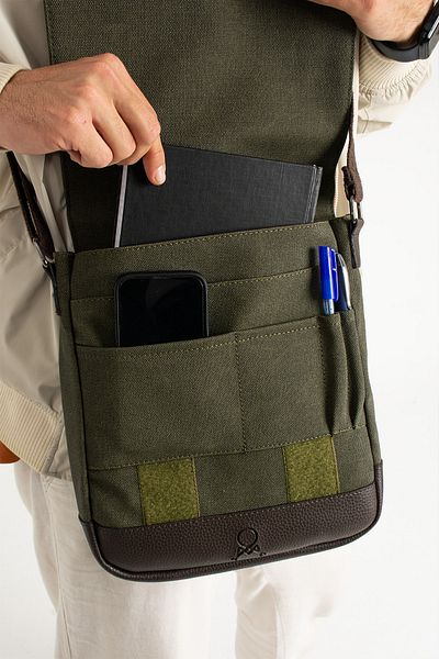 YOGII Bethel Model Unisex Τσάντα ώμου και ώμου Αδιάβροχη υφασμάτινη θήκη για στυλό με πολλές τσέπες με υποδοχή