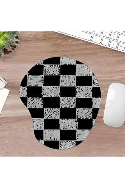 UcuruStore Σχέδιο με μαύρα και άσπρα τετράγωνα, οβάλ επιφάνεια ποντικιού με υ...