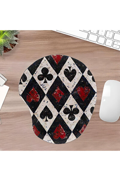 UcuruStore Kupa Karo Maça Sinek Οβάλ Επιφάνεια Ποντικιού με Στήριγμα Καρπού