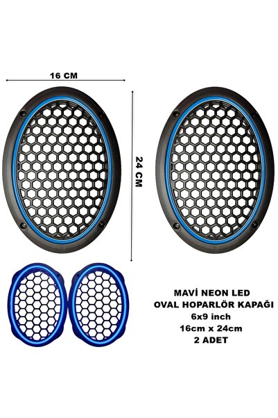 Genel Markalar 16x24 cm 6x9 inch Neon Led Işıklı Midrange Oval Hoparlör Kapağ...
