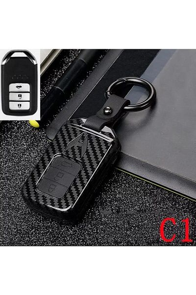 Skilit Honda Civic-accord-crv Carbon Black Key Case with Start Stop Model (3 KEYS)