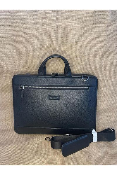 SANAT LEATHER SL-558 حقيبة كمبيوتر محمول وحقيبة كمبيوتر محمول من الجلد الطبيعي باللون الأسود مقاس 38 سم × 28 سم (لـ 14 بوصة) ART LIFE
