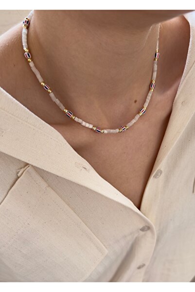 takıtarzım قلادة نسائية من الخرز الكريستالي مع خرز مورانو