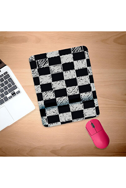 UcuruStore Σχέδιο με μαύρα και άσπρα τετράγωνα, ορθογώνια βάση ποντικιού με σ...