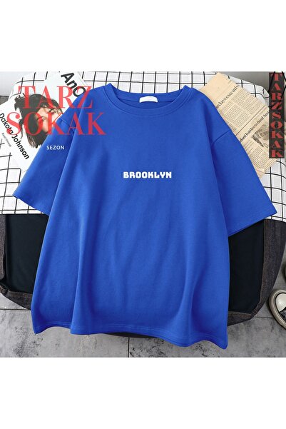 Tarzsokak تي شيرت قطني كبير الحجم برقبة دائرية للجنسين للنساء/الرجال من بروكلين