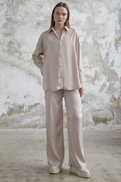 SONREİR SATIN SHIRT PANT SET