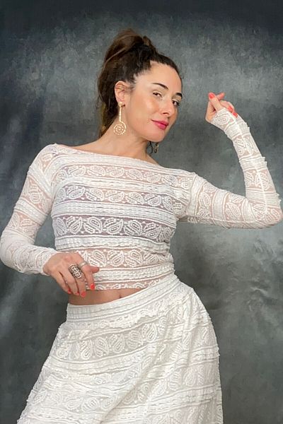 Quincey LACE SLIM CUT CROP BLUZ