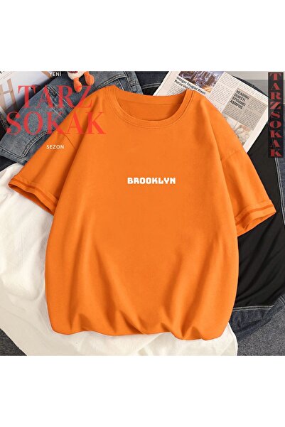 Tarzsokak تي شيرت قطني كبير الحجم برقبة دائرية للجنسين للنساء/الرجال من بروكلين