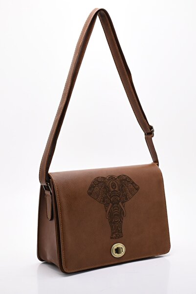 Jasmin Geantă de umăr de damă cu model Mandala elefant maro