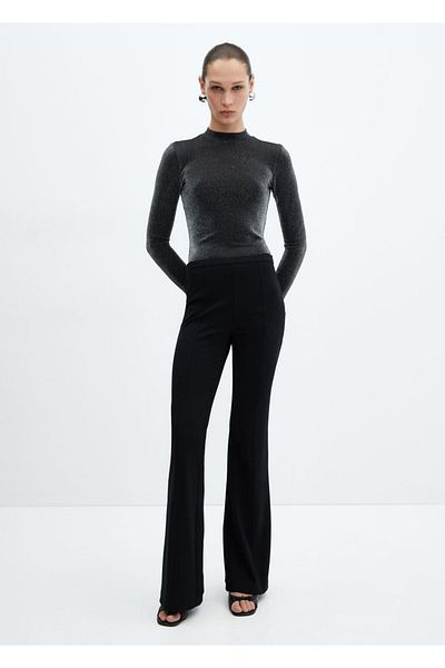 MANGO Woman Perkins Glitzer-T-Shirt mit Kragen