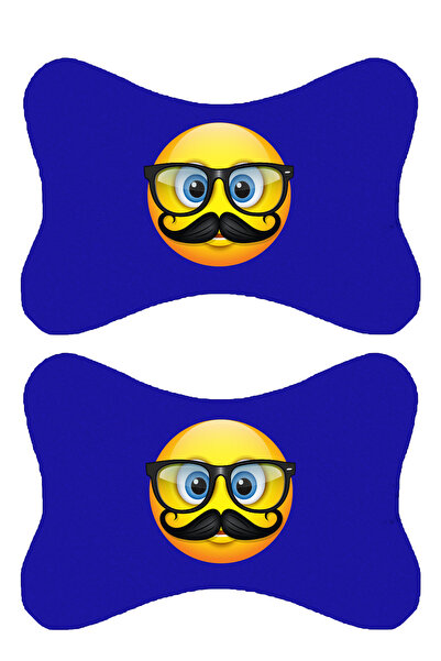 1araba1ev Set de 2 perne ortopedice albastre pentru gât auto, imprimate emoji...