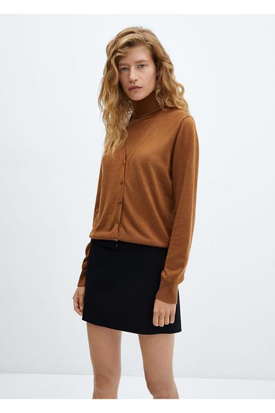 MANGO Woman Pletený kardigan s výstřihem do V
