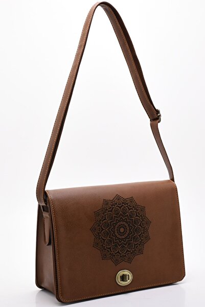 Jasmin Geantă de umăr de damă cu model Mandala maro