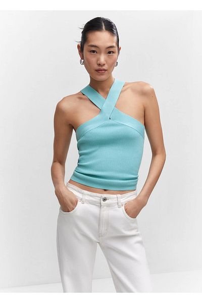 MANGO Woman Neckholder-Strickbluse